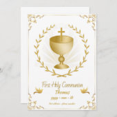 金ゴールドクロス・チャリス・ファースト・コミュニオン 招待状 (正面/裏面)