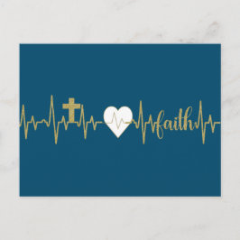 金ゴールドクロス、ハート、信仰ハートビート – キリスト教徒 ポストカード