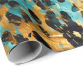 金ゴールドクールアクアレオパード ラッピングペーパー (ロールコーナー)