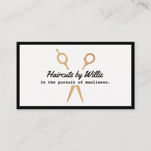 金ゴールドクールクリッピングシアーズバーバーバーショップ名刺 名刺 (正面)