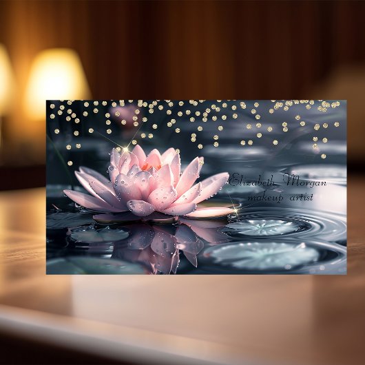 金ゴールドクールダイヤカラフルズロータスブルー 名刺