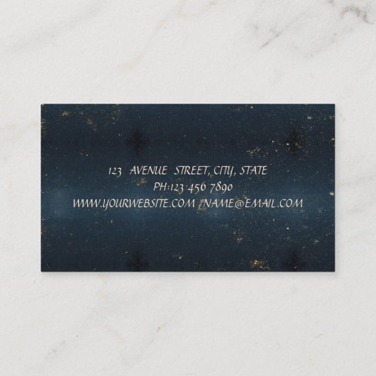 金ゴールドクールダイヤモンドロータスダークブルー 名刺 (裏面)