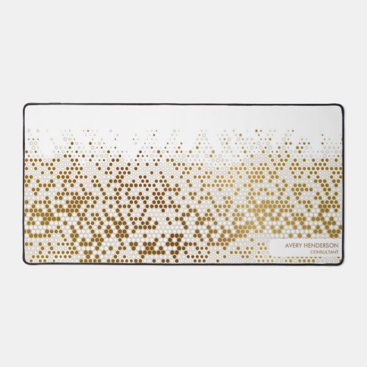 金ゴールドクール抽象芸術名前をカスタムするモノグラムアル文字 デスクマット (正面)