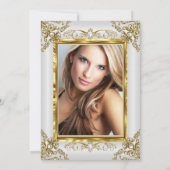 金ゴールドグエレガントレーパールフォトバースデーパーティー 招待状 (裏面)