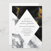 金ゴールドグフェイクラムグリッターマーブル結婚ズ 招待状 (正面/裏面)