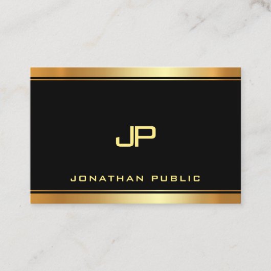 金ゴールドグモノグラムのラマーテンプレートモダンラグジュアリ 名刺 (正面)