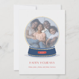 金ゴールドグライマースノーグローブホリデーカード 案内状