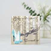 金ゴールドグライマーブルーグリッターシューズSweet sixteen 招待状 (スタンド正面)