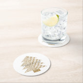 金ゴールドグラジーグリッタークリスマスツリー      ラウンドペーパーコースター (インサイチュ)