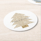 金ゴールドグラジーグリッタークリスマスツリー      ラウンドペーパーコースター (アングル)