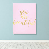 金ゴールドグラスとピンク美しい キャンバスプリント (インサイチュ (ウッドフロア))