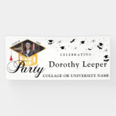 金ゴールドグラッドキャップタイポグラフィ&タッセルフォト卒業 横断幕 (横)