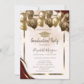 金ゴールドグラッドキャップバルーズバーガンディ縁ど卒業 招待状 (正面)