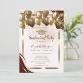 金ゴールドグラッドキャップバルーズバーガンディ縁ど卒業 招待状 (スタンド正面)