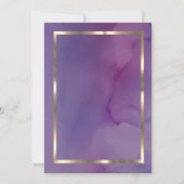 金ゴールドグラッドキャップフレーム水彩紫色卒業 招待状 (裏面)