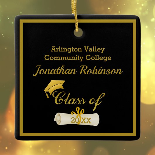 金ゴールドグラッドキャップ及びディプロマセラミックオーナメント セラミックオーナメント