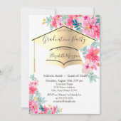 金ゴールドグラッドキャップ春の花卒業 招待状 (正面)