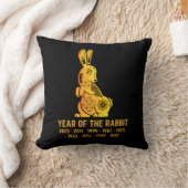 金ゴールドグラディエント年のウサギの〔占星術の〕十二宮図ブラック クッション (ブランケット)