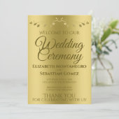 金ゴールドグラディエント&ヴィンテージフィリーエレガントな結婚式 プログラム (スタンド正面)