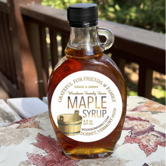 金ゴールドグラディエントMaple Syrupラベル(Sap Bucket付き) ラウンドシール