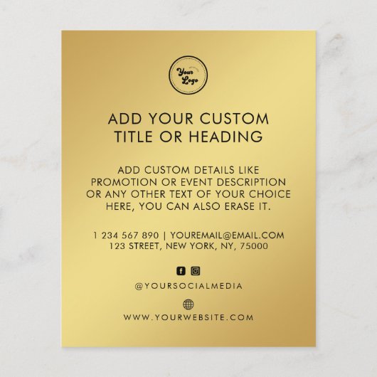 金ゴールドグラデカスタムーションのビジネスロゴとソーシャルメディア チラシ (裏面)