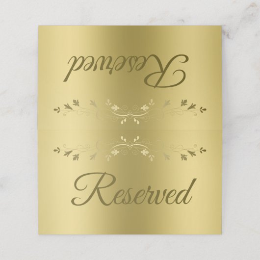 金ゴールドグラデーションとフィリグリーエレガントな結婚式の予約 プレイスカード (外部開封)
