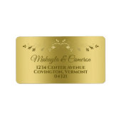 金ゴールドグラデーションと映画エレガントなウェディングアドレス ラベル (正面)