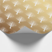 金ゴールドグラデーションと白い冬樹 ラッピングペーパー (角)