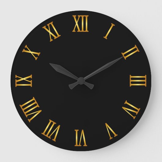 金ゴールドグラデーションのローマ数字(黒) ラージ壁時計 (正面)