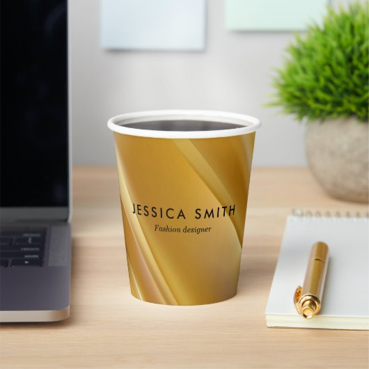 金ゴールドグラデーションの対角線 紙コップ (インサイチュ)