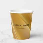 金ゴールドグラデーションの対角線 紙コップ (正面)