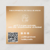 金ゴールドグラデーションの逆スクリプトの順感謝してい順 スクエア名刺 (裏面)