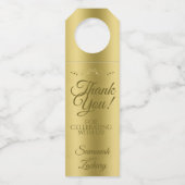 金ゴールドグラデーションエレガントな結婚式 ボトルネックタグ (正面)