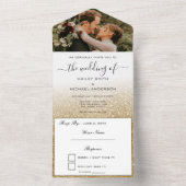 金ゴールドグラデーションエレガントモダン写真結婚ズ オールインワン招待状 (内側)