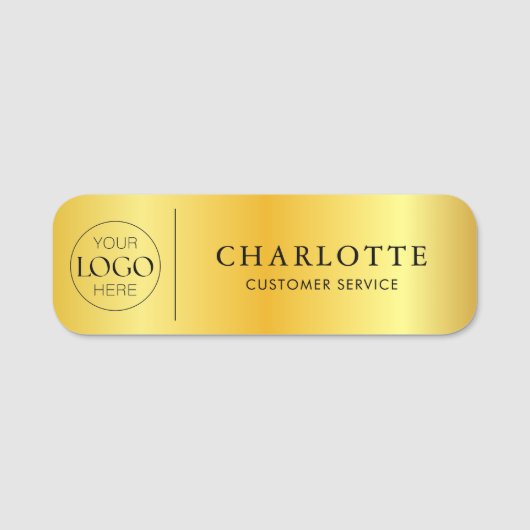 金ゴールドグラデーションカスタムロゴオフィスの従業員スタッフ 名札 (正面)