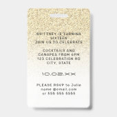 金ゴールドグラデーショングリッターグラムVIPパス16招待状 バッジ (裏面)