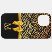 金ゴールドグラデーショングリッターゼブラストライプボーモノグラム Case-Mate iPhoneケース (裏面 (横))