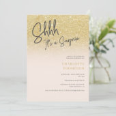 金ゴールドグラデーショングリッターピンク写真サプライズSweet 16 招待状 (スタンド正面)