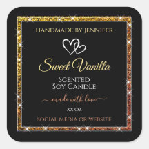 金ゴールドグラデーショングリッターフレームの黒い製品ラベル