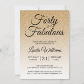 金ゴールドグラデーショングリッター40歳と40歳の誕生日 招待状 (正面)