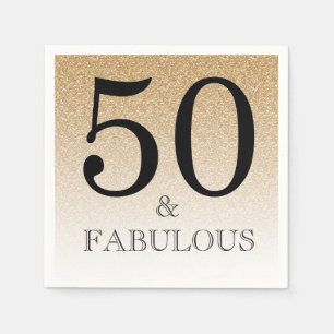 金ゴールドグラデーショングリッター50と素晴らしい50誕生日 スタンダードカクテルナプキン