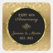 金ゴールドグラデーションダマスク – 記念日 スクエアシール (正面)