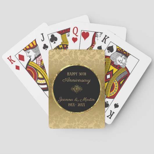 金ゴールドグラデーションダマスク – 記念日 トランプ (裏面)