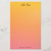 金ゴールドグラデーションパーソナライズされた桃 便箋 (正面)