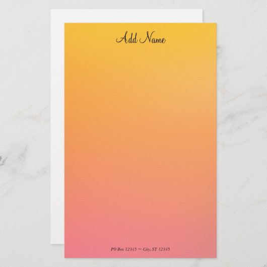 金ゴールドグラデーションパーソナライズされた桃 便箋 (正面/裏面)