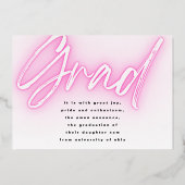 金ゴールドグラデーションピンクネオンエレガントグラッド写真パーティー 箔招待状 (裏面)