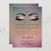 金ゴールドグラデーションピンクメイクグリッターブライダル16目 招待状 (正面/裏面)