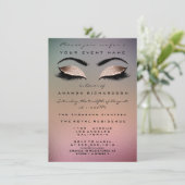 金ゴールドグラデーションピンクメイクグリッターブライダル16目 招待状 (スタンド正面)