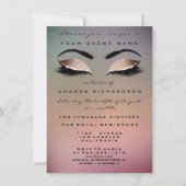 金ゴールドグラデーションピンクメイクグリッターブライダル16目 招待状 (正面)