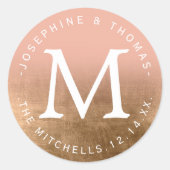 金ゴールドグラデーションフェカスタムードのカラー結婚ステッカー ラウンドシール (正面)